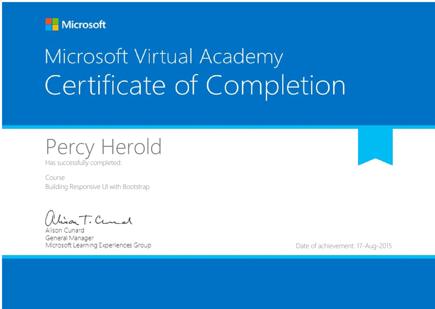Percy Herold BootStrap certification.